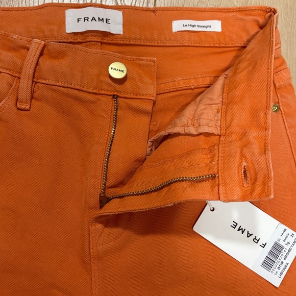 FRAME Le High Straight, Distressed, Washed Tangerine, sz 27 - Picture 9 of 15